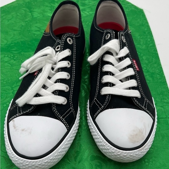 Levi’s Red Label Black Canvas Logo Lace Up Sneaker Shoes Size US 8 1/2 - Picture 2 of 5